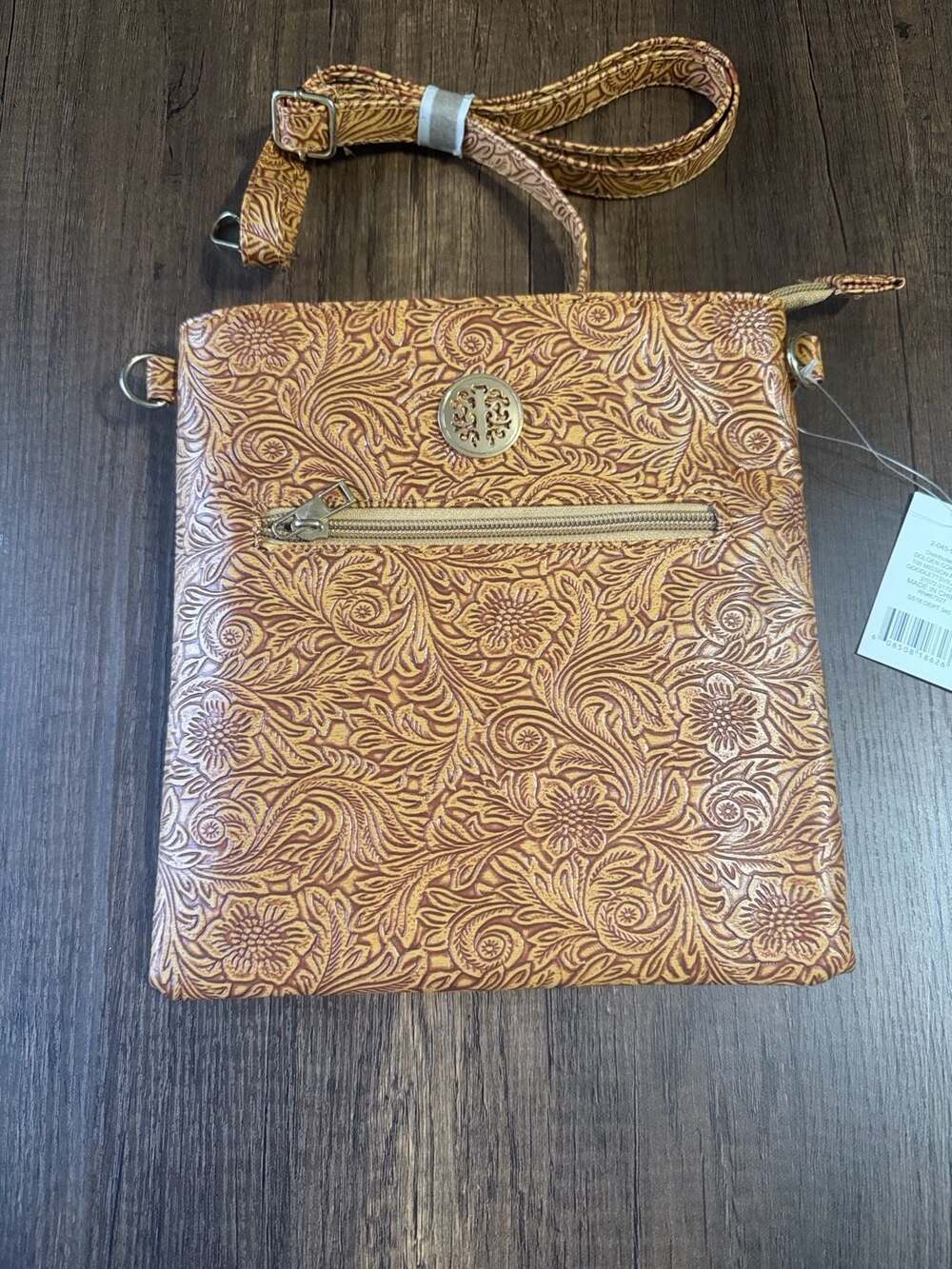 Good Medicine Ridge Western Floral Embossed Crossbody Bag Tan NWT